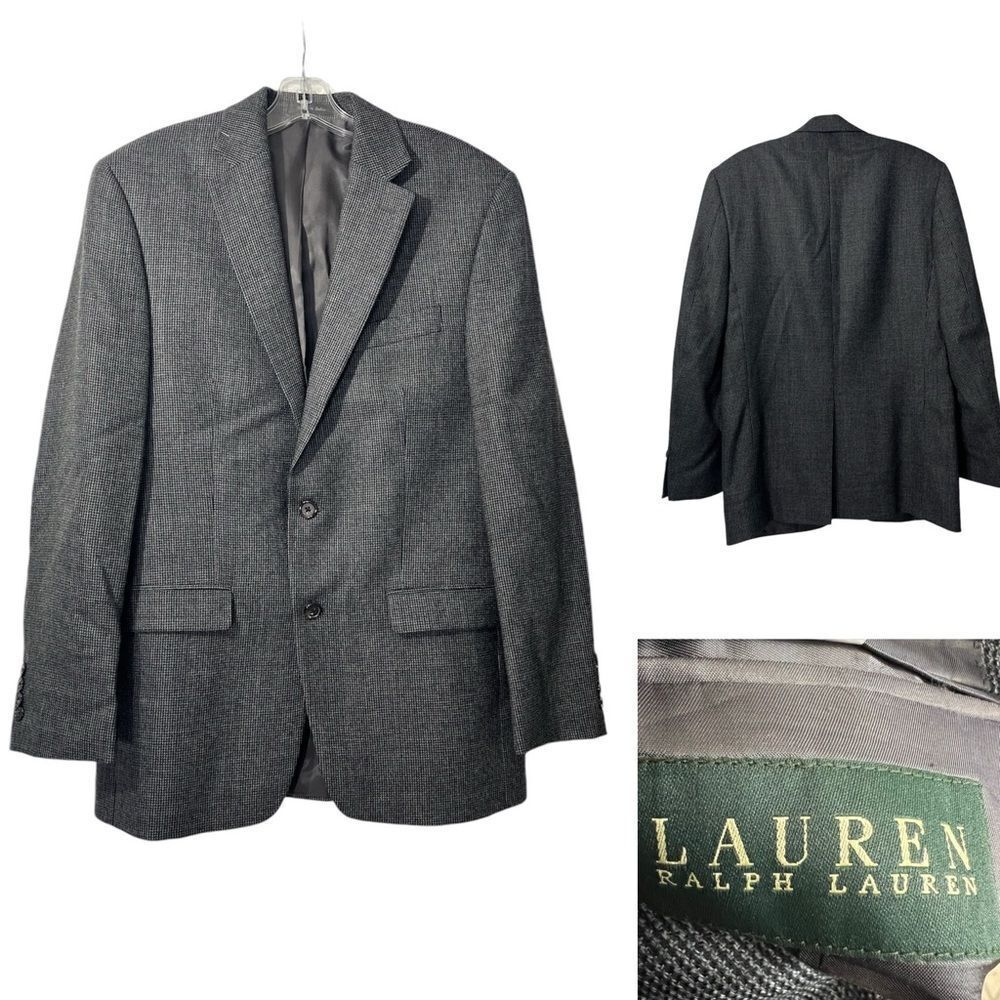 Lauren‎ Ralph Lauren blazer men’s 38R gray long sleeve 100% wool office -7